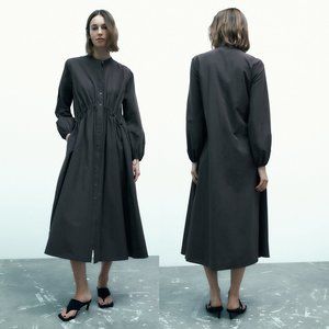 NEW ZARA adjustable waist gray dress